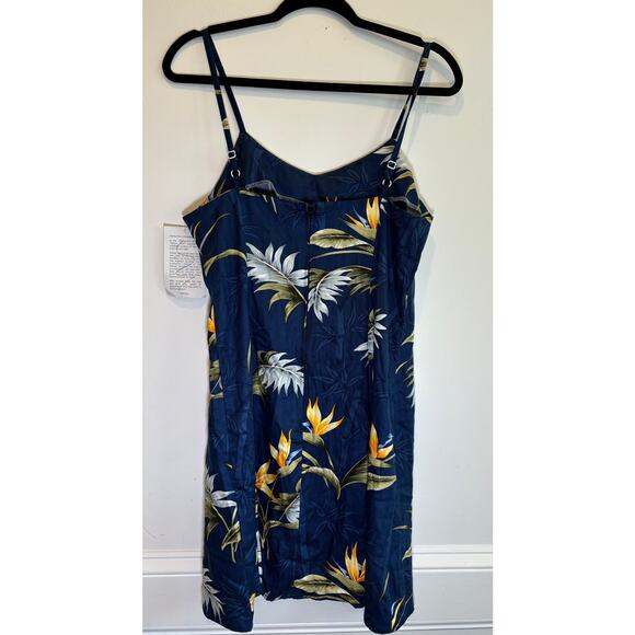 Paradise Found Hawaii Vintage Blue Spaghetti Strap Short Sundress Size Large - Picture 2 of 12